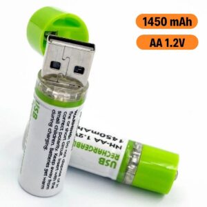 ANKAVERSE® USB Şarjlı 1450mAh AA 1.2V Lityum Kalem Pil – 2’li Set, Tekrar Şarj Edilebilir Uzun Ömürlü Dönüştürülebilir Batarya