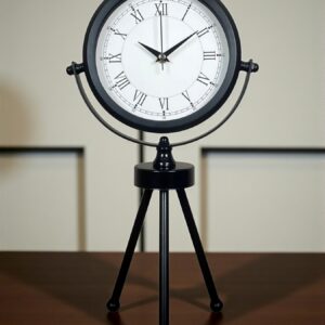 Zentime Asalet Siyah Üç Ayaklı Metal Masa Saati
