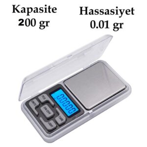 Dijital Hassas Elektronik Kuyumcu Cep Terazisi Tartı 200 gr /  0.01 gr (5286)
