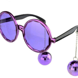 Disko Toplu Küpeli Parti Gözlüğü Mor Renk 15x16 cm (5286)
