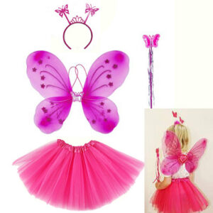 Fuşya Kelebek Kostümü - Fuşya Kelebek Kostüm Aksesuar Seti 4 Parça (5286)