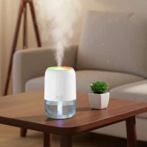 H2O Model Şeffaf Hazneli Hava Nemlendirici-Ultrasonik Soğuk Buhar Makinesi, LED Işıklı Masaüstü Oda Nemlendirici (5286)