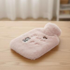 Işıklı Ayıcıklı Figürlü Pembe Peluş Sıcak Su Torbası 1 Lt – Yumuşak Kılıf, Uzun Süre Sıcak Tutan Termal Su Torbası (5286)