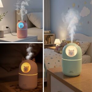 Kedicik Figürlü Hava Nemlendirici – Ultrasonik Soğuk Buhar Makinesi, LED Işıklı Masaüstü Oda Nemlendirici (5286)