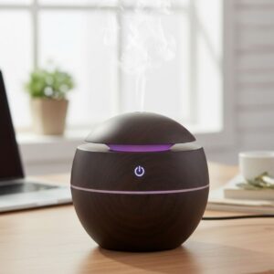 Küre Model Akasya Renk Hava Nemlendirici – Ultrasonik Soğuk Buhar Makinesi, LED Işıklı Masaüstü Oda Nemlendirici (5286)