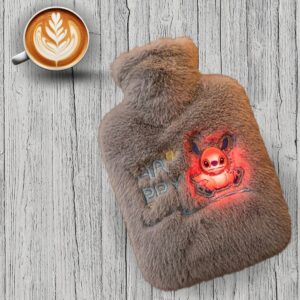 Mutlu Robot Hayvan Figürlü Gri Peluş Sıcak Su Torbası 1 Lt – Yumuşak Kılıf, Uzun Süre Sıcak Tutan Termal Su Torbası (5286)