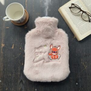 Mutlu Robot Hayvan Figürlü Pembe Peluş Sıcak Su Torbası 1 Lt – Yumuşak Kılıf, Uzun Süre Sıcak Tutan Termal Su Torbası (5286)