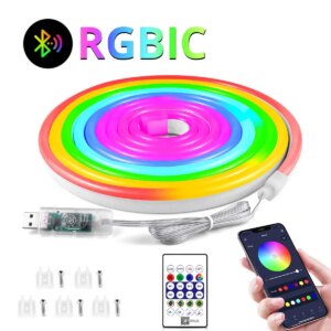 Neon LED Esnek Aydınlatma - RGB MAGIC SMART - 5 Metre Paket IP67 - Uzaktan Kumanda + Uygulama (5286)