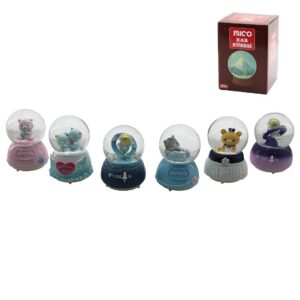 ORTA BOY - 8CM PİLLİ - IŞIKLI MÜZİKLİ KAR KÜRESİ CAM HAYVAN FİGÜRLÜ - DESEN MİX RENKLİ HERHANGİ BİR TANESİ GÖNDERİLİR (5286)