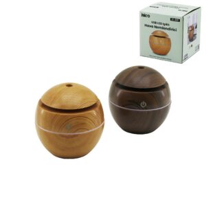 YUVARLAK AHŞAP GÖRÜNÜMLÜ USB ŞARJLI - IŞIKLI HAVA NEMLENDİRİCİ - BUHAR MAKİNE - KOKU GİDERİCİ HERHANGİ BİR RENK GÖNDERİLİR (5286)