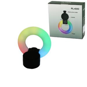 YUVARLAK HALKA - PLASTİK GÖVDE BLUETOOTH WİRELESS MİNİ HOPARLÖR SPEAKER USB ŞARJLI - IŞIKLI TELFON TUTUCU 5W PL-4343 (5286)