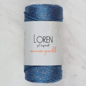 Loren Macrame Sparkle Simli Mavi El Örgü İpi - RM