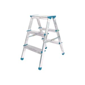 3+3 ÇİFT BASAMAKLI ALÜMİNYUM METAL MERDİVEN YÜKSEKLİK = 69CM BAŞ GENİŞLİK = 8CM (5286)