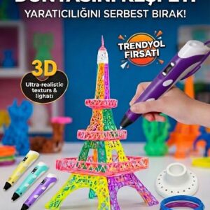 3D Kalem Seti (MOR ) Dijital Göstergeli + 3 Renk Filament Hediyeli Eğitici Yazıcı ABS/PLA Uyumlu