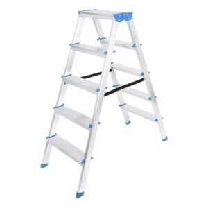 5+5 ÇİFT BASAMAKLI ALÜMİNYUM METAL MERDİVEN YÜKSEKLİK = 115CM BAŞ GENİŞLİK = 8CM (5286)