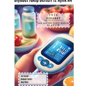 Diyabet Kan Şekeri Takip Çizelgesi Defteri A Kalite Özel Tasarım 12 Aylık 2026