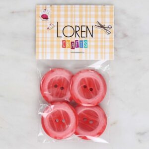 Loren Crafts 4'lü Kırmızı Düğme - 1725