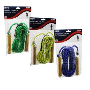 AHŞAP SAPLI ATLAMA İPİ RENKLİ 5MT (5286)