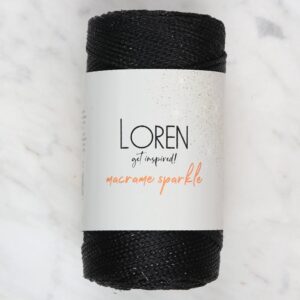 Loren Macrame Sparkle Simli Siyah El Örgü İpi - RM