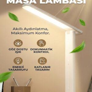 Katlanabilir Dokunmatik Kontrollü Göz Dostu Akıllı LED Masa Lambası – Enerji Tasarruflu