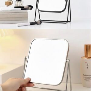 Gümüş Renk Ayarlanabilir KARE Metal Ayaklı Masa Üstü Makyaj Aynası