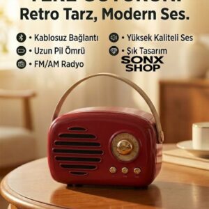 Nostaljik Retro Bluetooth Hoparlör - FM Radyo, USB ve Bluetooth Kablosuz Hoparlör