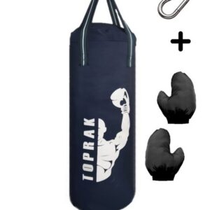 Boks Torbası Eldiven Ve Karabina Hediyeli İçi Dolu 60x22cm Lacivert