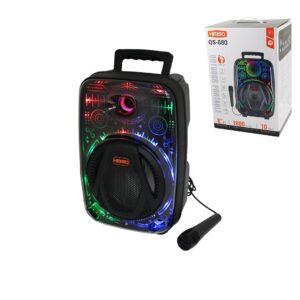 KARAOKE MİKROFONLU WİRELESS HOPARLÖR - SPEAKER FM RADIO IŞIKLI USB ŞARJLI 10W - TF - AUX 1X8 INCH PL-4657 (5286)