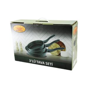 NUR IŞIKLAR METAL 3PCS DÖKÜM TAVA SETİ 20-24-28CM (5286)