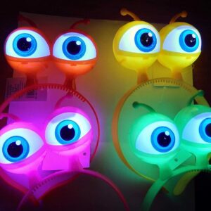 Rengarenk 3 Farklı Fonksiyonda Yanan Led Işıklı Uzaylı Göz Taç 1 Adet 18x12 cm (5286)