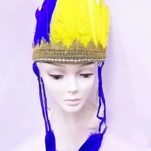 Sarı Lacivert Renk Tüylü Kızılderili Başlığı | Taraftar Başlığı