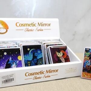 Hareketli Sulu Detaylı Kedi Figürlü El Aynası