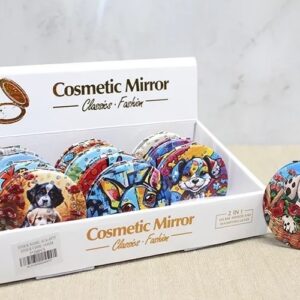 Sevimli Köpek Tasarımıyla Taş İşlemeli İnce El Aynası Yuvarlak