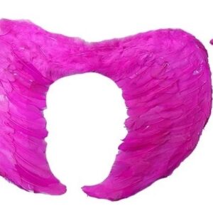 Gerçek Tüylü Katlanabilir Çocuk Pembe Melek Kanadı Ve Asa Seti 40x55 Cm