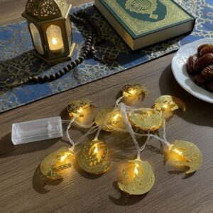 ANKAVERSE® 10 Adet Sarkıtlı Ramazan Hilal Üstü Cami Temalı LED Işık – Pilli 2 Metre Ramazan Süsü, İslami Dekorasyon, Ev ve Mekanlar İçin Dekoratif Ort