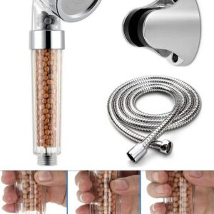 Filtreli Ve Su Tasarruflu Arıtmalı Duş Başlığı Seti Boncuklu Başlık Hortum Ve Mafsal Set
