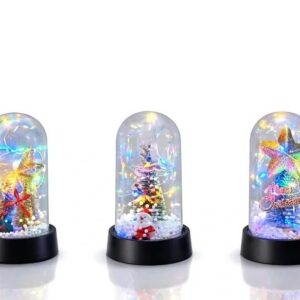 Yılbaşı Temalı Işıklı Dekoratif Cam Fanus