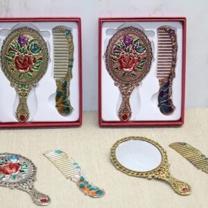 Gül Tasarimi Ayna Ve Tarak Seti Küçük Boy