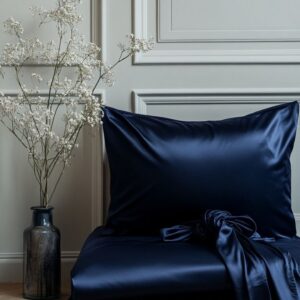 2’li İpek Dokulu Saten Lacivert Yastık Kılıfı 50x70 – Mikrosaten, Saç ve Cilt Dostu