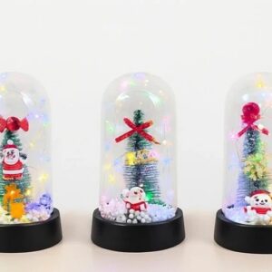 Yılbaşı Temalı Işıklı Dekoratif Cam Fanus