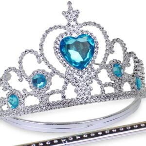 Karlar Ülkesi Mavi Kalpli Taşlı Elsa Tacı