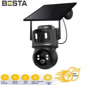 3 MP + 3MP CİFT KAMERALI WİFİ SOLAR KABLOSUZ GÜVENLİK KAMERASI BS-2091